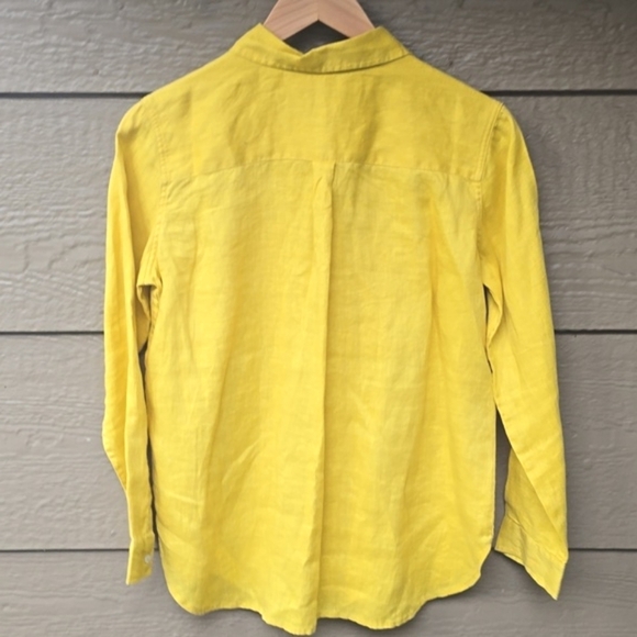 Boden Bright Yellow Chartreuse Linen Long Sleeve Blouse 4p - Picture 6 of 9
